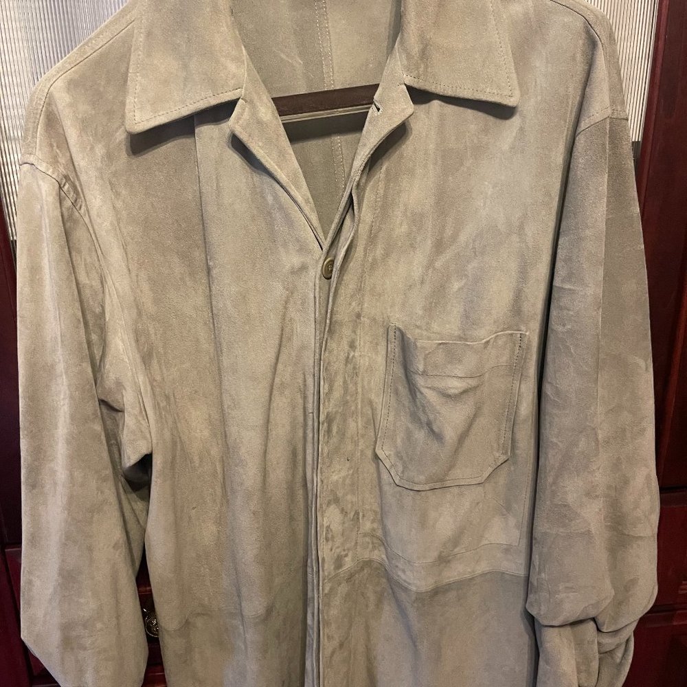 zegna leather suede sport shirt